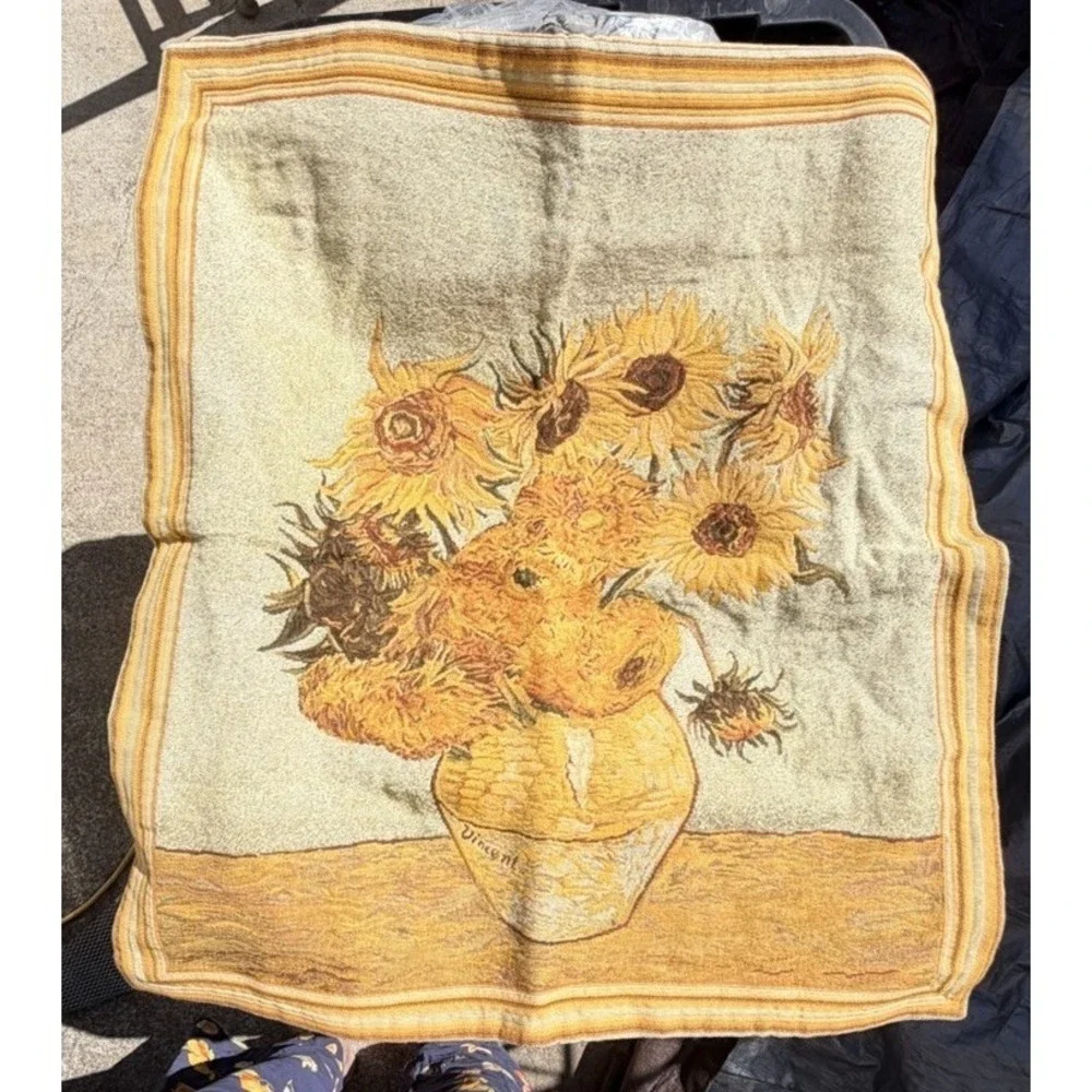 Vtg. Tapisseries Du Lion France Van Gogh Sunflowers Woven Wall Hanging Tapestry